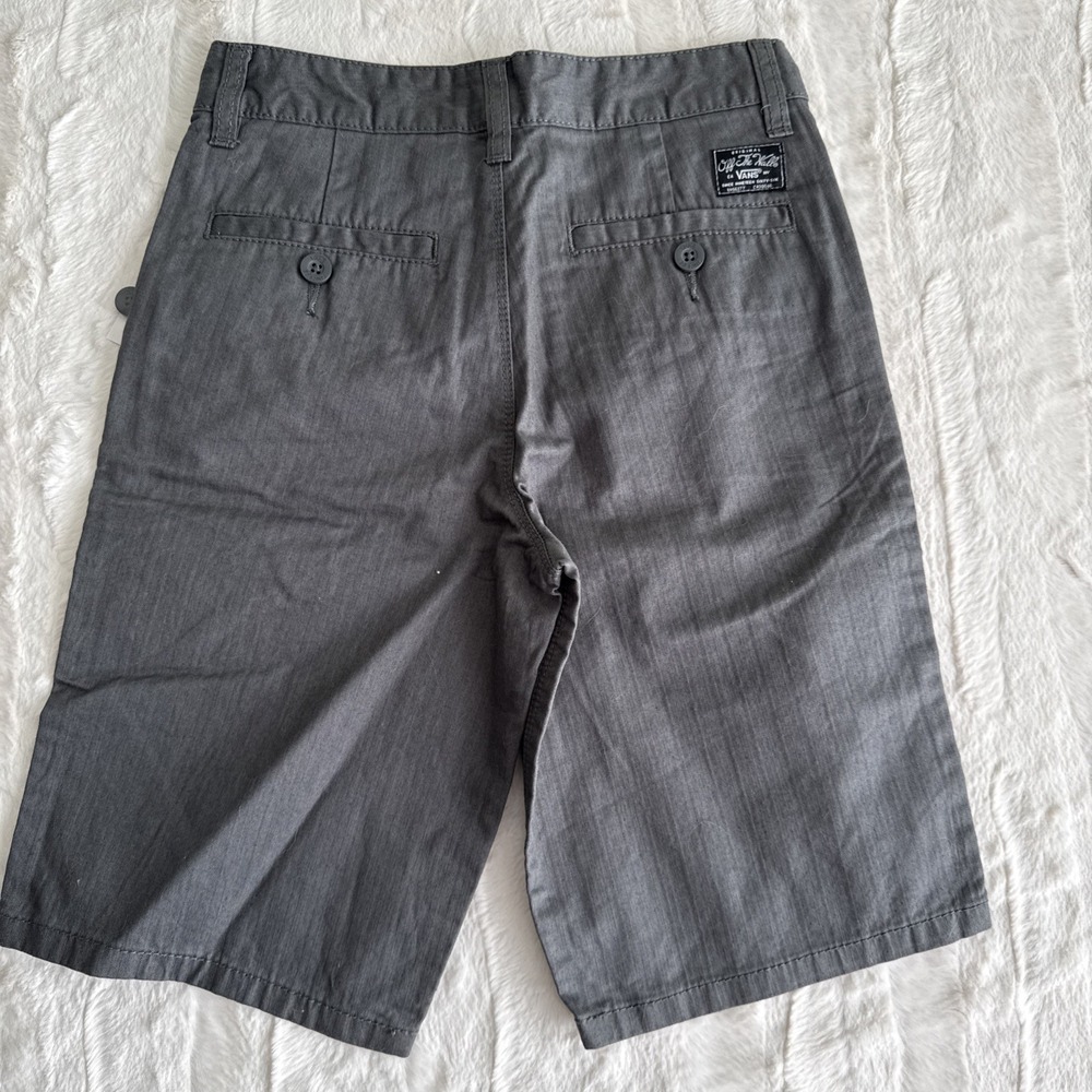 VANS Off The Wall Chino Shorts Boys Gray Authentic Stretch Size 8 Skater Kid - Picture 6 of 9